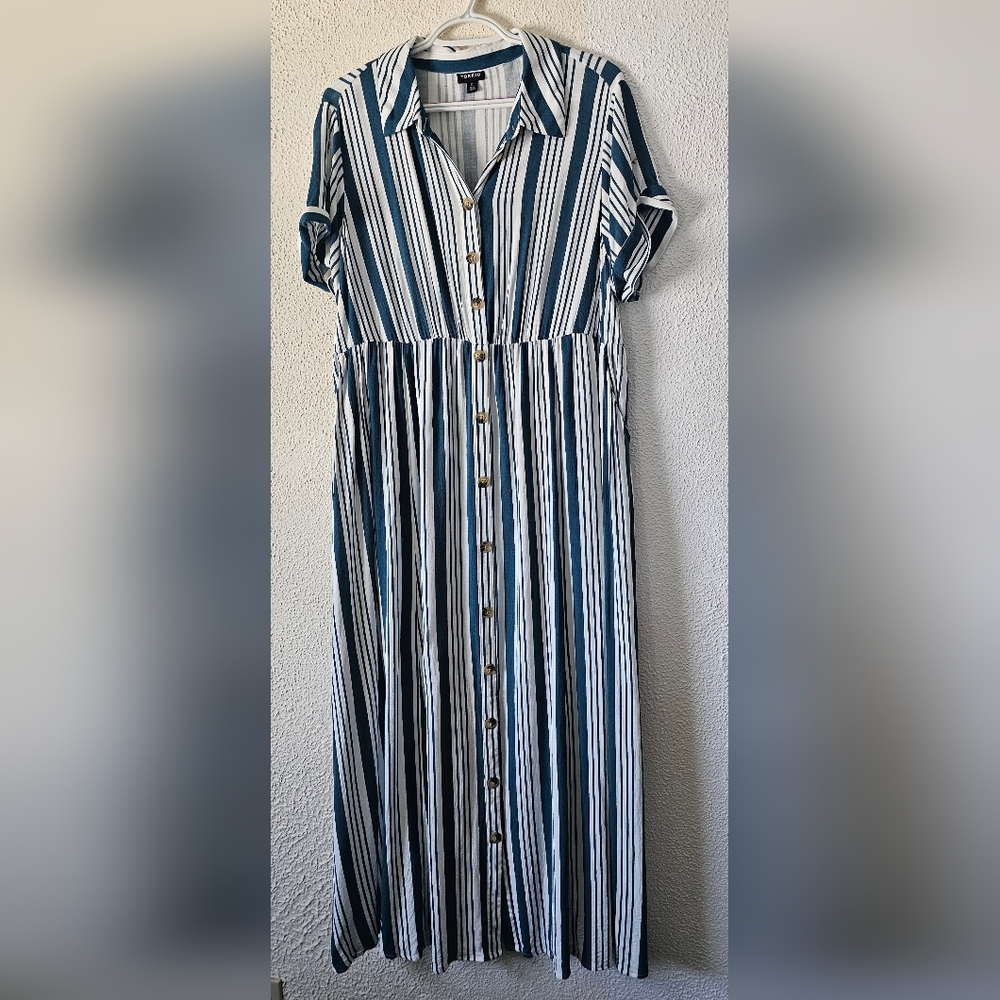 Torrid Blue and White Striped Maxi Dress